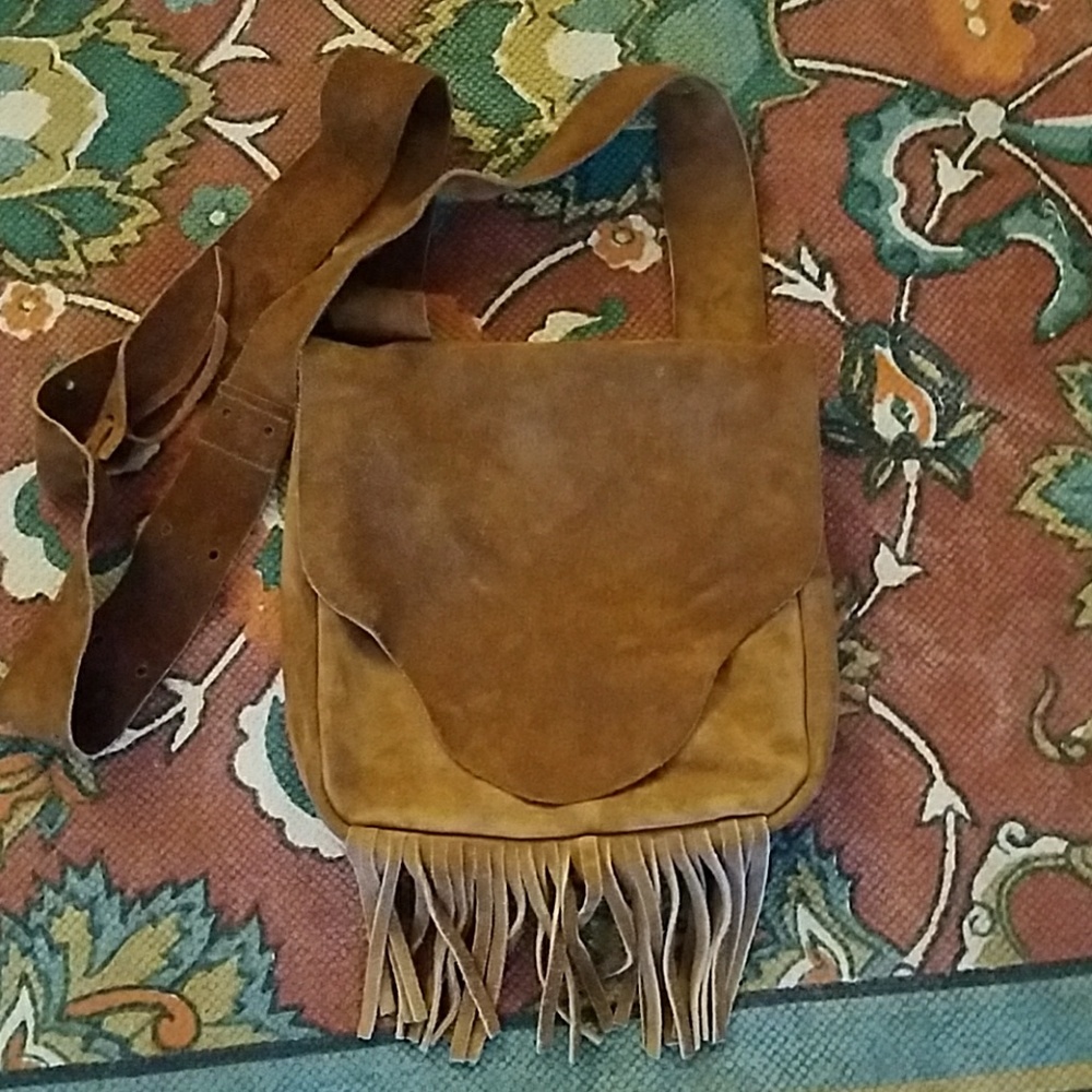 Real suede crossbody
